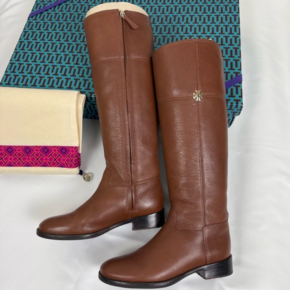 TORY BURCH Boots Brown Leather Tall Jolie Riding Boots 6.5 - Picture 5 of 14